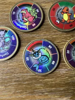 Vintage Pokemon Battle Coins 1999 Lot of 7 Metal Pogs Nintendo & Hasbro - Image 4