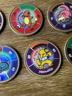 Vintage Pokemon Battle Coins 1999 Lot of 7 Metal Pogs Nintendo & Hasbro - Image 5
