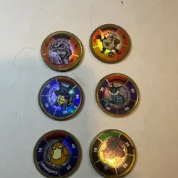 Vintage Pokemon Battle Coins 1999 Lot of 6 Metal Pogs Nintendo & Hasbro Lot 7 - Image 1