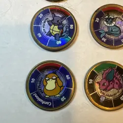 Vintage Pokemon Battle Coins 1999 Lot of 6 Metal Pogs Nintendo & Hasbro Lot 7 - Image 2