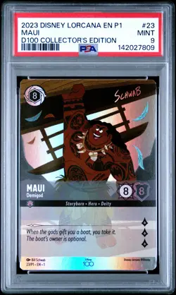 7809 Maui - Demigod 2023 Disney Lorcana Rise of the Floodborn P1 #23 PSA 9 - Image 1