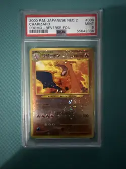 2000 POKEMON JPN NEO 2 PROMO REVERSE FOIL #006 CHARIZARD PSA 9 - Image 1