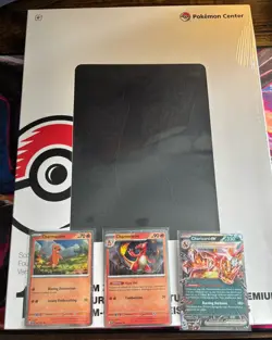 Pokemon Center TCG Scorching Charizard Premium Zip Binder with 4 Card Lot - Image 1
