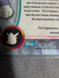 Poliwrath #62 Pokemon Topps Series 1 Card Blue Label Rainbow First Print - Image 3