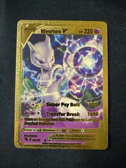 Mewtwo V Ultra Rare Gold Foil Fan Art Display Card 030/078 NM/M - Image 1