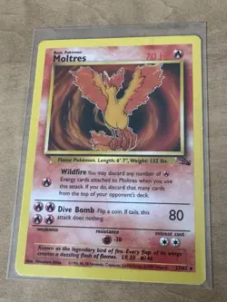 Moltres - 27/62 - Pokemon Fossil Unlimited Rare Card WOTC LP/NM - Image 1