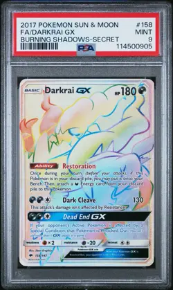 Pokemon Darkrai GX (Secret) 158/147 Sm-Burning Shadows Holo PSA 9 - Image 1