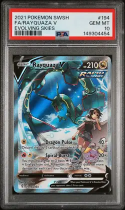 2021 Pokemon SWSH Evolving Skies Full Art RAYQUAZA V #194 PSA 10 Gem Mint - Image 1