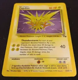 Pokemon TCG Fossil - Zapdos 15/62 - Unlimited Holo Rare - LP 1999 - Image 3