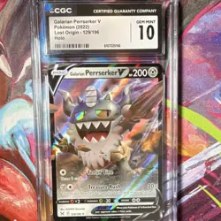 Pokemon Galarian Perrserker V Lost Origin 129/196 Ultra Rare Holo CGC 10 - Image 1