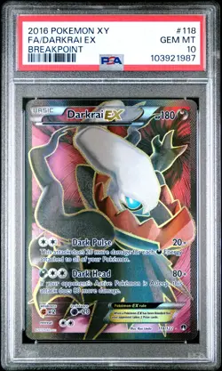 2016 POKEMON XY BREAKPOINT #118 FULL ART/DARKRAI EX PSA 10 - Image 1