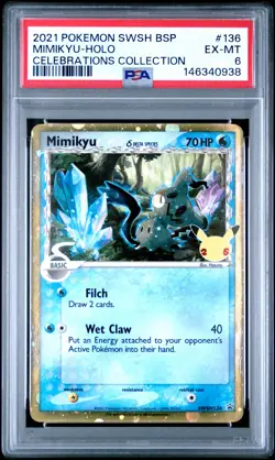 PSA 6 Mimikyu Holo SWSH136 Celebrations Promo Pokemon - Image 1