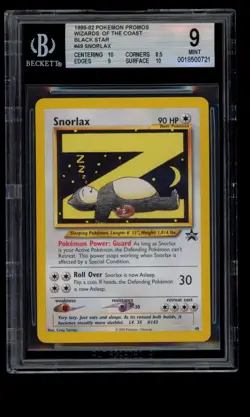 2002 WOTC POKEMON LEAGUE BLACK STAR PROMO SNORLAX #49 SLEEPING SNORLAX BGS 9 M - Image 1