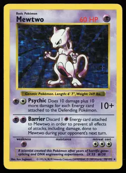 Mewtwo 10/102 Holo Rare Base Set (Shadowless) Pokemon Card - Image 1