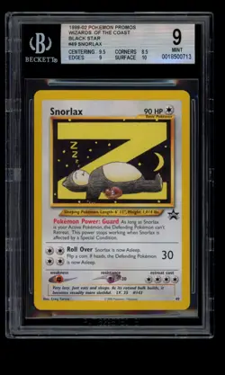 2002 WOTC POKEMON LEAGUE BLACK STAR PROMO SNORLAX #49 SLEEPING SNORLAX BGS 9 G - Image 1