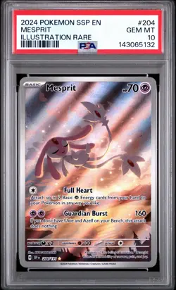2024 Pokemon Surging Sparks #204 MESPRIT Illustration Rare PSA 10 - Image 1