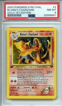 2000 TCG POKEMON GYM CHALLENGE BLAINE'S CHARIZARD #2/132 1ST EDITION HOLO PSA 8 - Image 1