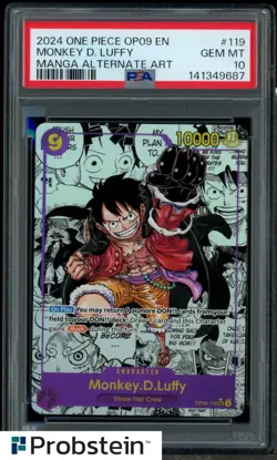 2024 One Piece TCG OP-09 EN #119 Monkey.D.Luffy Manga Alternate Art PSA 10 - Image 1