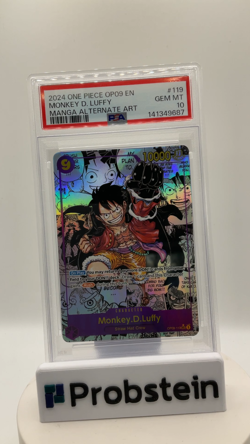 2024 One Piece TCG OP-09 EN #119 Monkey.D.Luffy Manga Alternate Art PSA 10 - Image 2