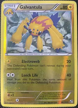 Galvantula 46/114 Black & White Reverse Holo *HEAVY DAMAGE* Pokemon Card - Image 1