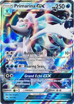 Primarina-GX - 42/149 Ultra Rare Sun & Moon Base Set NM Pokemon TCG - Image 1