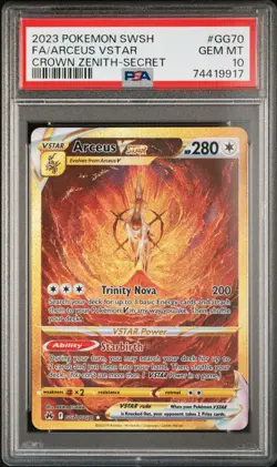 2023 POKEMON SWSH CROWN ZENITH | SECRET #GG70 FULL ART/ARCEUS VSTAR GOLD- PSA 10 - Image 4