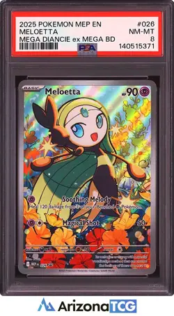 Pokemon 2025 Meloetta 026 Holo Mega Diancie ex Mega Battle Deck PSA 8 - Image 1