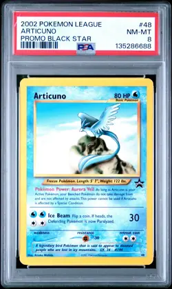 2002 WOTC POKEMON LEAGUE ARTICUNO #48 BLACK STAR PROMO PSA 8 B - Image 1