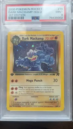 2000 POKEMON ROCKET 1ST ED #10 DARK MACHAMP-HOLO PSA 9 - Image 1