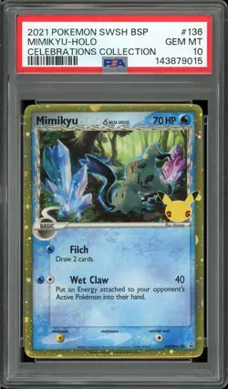 Pokemon Mimikyu Celebrations Collection Holo Promo #SWSH136 PSA 10 Gem Mint - Image 1