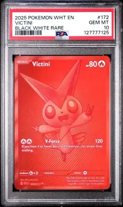 Pokemon 2025 - Victini 172/086 - Black White Rare White Flare GEM MINT - PSA 10 - Image 1