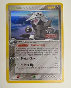 2007 POKEMON EX POWER KEEPERS AGGRON 1/108 STAMPED REVERSE HOLO RARE LP-M+ - Image 3