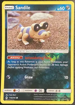 Sandile Reverse Holo Common 113/214 Pokemon TCG S&M Unbroken Bonds Yuka Morii NM - Image 1