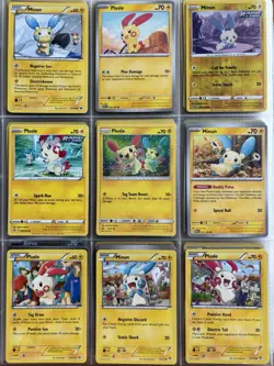 Pokemon Card Species Set Lot - 9x Unique Cards / Plusle And Minun Family - Image 1