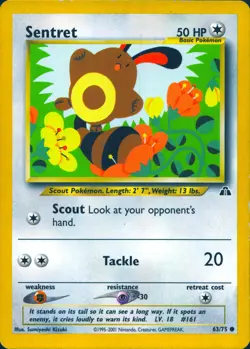 SENTRET 63/75 COMMON NEO DISCOVERY POKEMON UNLIMITED MP - Image 1