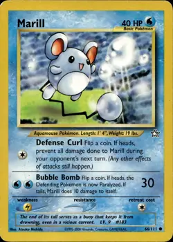 MARILL 66/111 COMMON NEO GENESIS POKEMON HP - Image 2