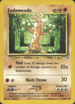 SUDOWOODO 77/111 COMMON NEO GENESIS POKEMON UNLIMITED MP - Image 2