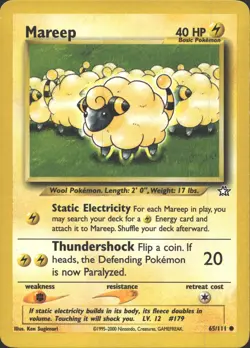 MAREEP 65/111 COMMON NEO GENESIS POKEMON UNLIMITED MP - Image 2