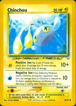 CHINCHOU 42/64 COMMON NEO REVELATION POKEMON UNLIMITED MP - Image 1