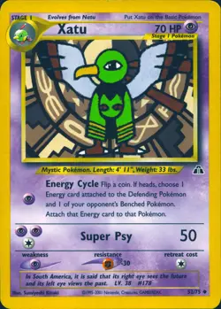 XATU 52/75 UNCOMMON NEO DISCOVERY POKEMON UNLIMITED MP - Image 1