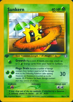 SUNKERN 78/111 COMMON NEO GENESIS POKEMON 1ST EDITION MP - Image 1