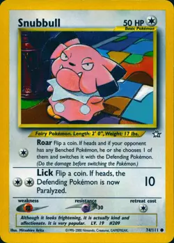 SNUBBULL 74/111 COMMON NEO GENESIS POKEMON UNLIMITED LP - Image 1