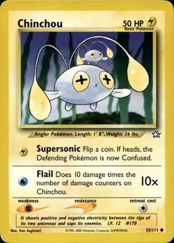 CHINCHOU 55/111 COMMON NEO GENESIS POKEMON UNLIMITED MP - Image 2