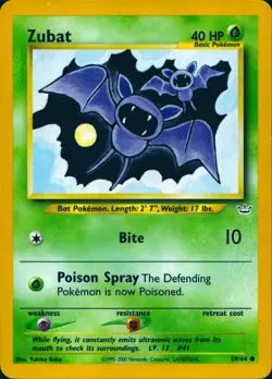 ZUBAT 59/64 COMMON NEO REVELATION POKEMON UNLIMITED LP - Image 1