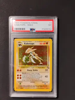 1999 Pokemon Vintage WOTC Fossil Kabutops Holo Rare #9 PSA 7 NM Graded - Image 1