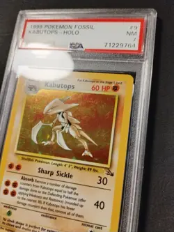 1999 Pokemon Vintage WOTC Fossil Kabutops Holo Rare #9 PSA 7 NM Graded - Image 2