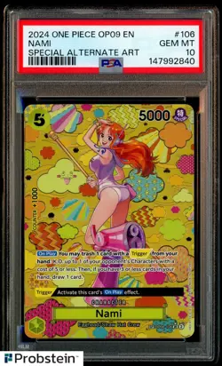 2024 One Piece OP09 Special Alternate Art #106 Nami PSA 10 GEM MINT - Image 1