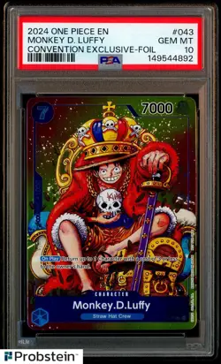 2024 One Piece EN Convention Exclusive Foil #043 Monkey D. Luffy PSA 10 GEM MINT - Image 1