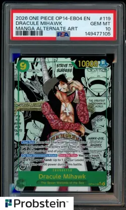 2026 One Piece OP14-EB04 En Manga Alternate Art #119 Dracule Mihawk PSA 10 - Image 1