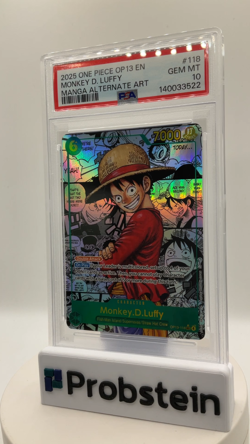 2025 One Piece OP13 EN Manga Alternate Art #118 Monkey D. Luffy PSA 10 GEM MINT - Image 2